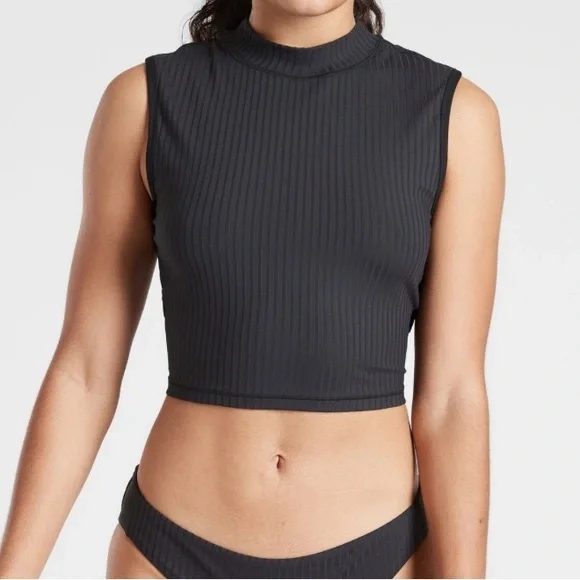 New ATHLETA Rib Crop Rashguard Tank Top Size Small MSRP $69 - Picture 6 of 6